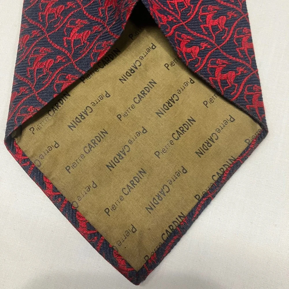 VTG Pierre Cardin Mens Silk Tie Sagittarius Zodiac Centaur Navy Red Famous-Barr